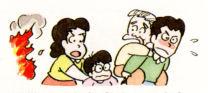 (イラスト)避難は、お年寄り、子ども、病人を優先