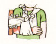 (イラスト)三角巾で固定する