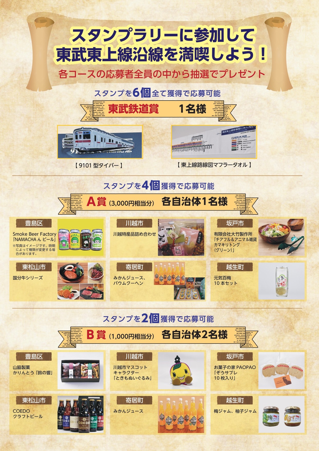 スタンプラリーチラシ 賞品